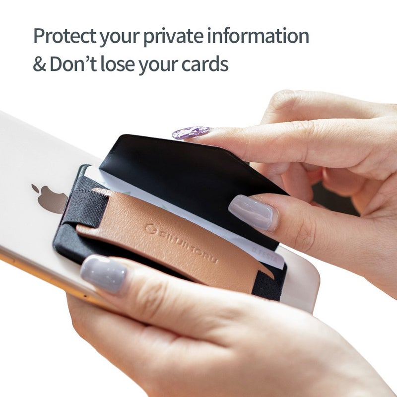 Sinjimoru Phone Grip Card Holder with Phone Stand, Secure Stick on Wallet for iPhone with Kickstand for Table. Sinji Pouch B-Grip Black [3 Pack] - Image 5